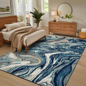 Modern Abstract Area Rug Large 10x13 Green Washable Non-Slip Low Pile Carpet for Living Room Nursery Apartment