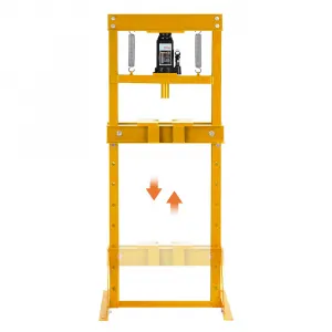 20 Ton Hydraulic Shop Press Heavy Duty H-Frame Floor Bearing Press with Steel Plates Adjustable Bed for Garage Metalworking Yellow