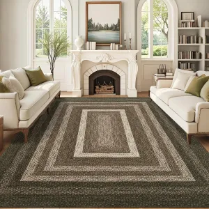 Extra Large Area Rug 10x13 Modern Washable Rug with Non-Slip Backing, Stain Resistant Polyester, Pet & Child Friendly, Thin Profile for Living Room