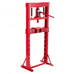 20 Ton Hydraulic Press, Heavy Duty H-Frame Garage Floor Shop Press with Plates & Adjustable Table Height, Red