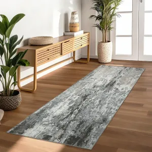 2x6 Washable Kitchen Runner Rug Modern Abstract Area Rug Stain Resistant Non-Slip Grey