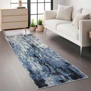 2x6 Washable Kitchen Runner Rug Modern Abstract Area Rug Stain Resistant Non-Slip Blue