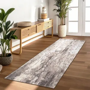 2x6 Washable Kitchen Runner Rug Modern Abstract Area Rug Stain Resistant Non-Slip Brown