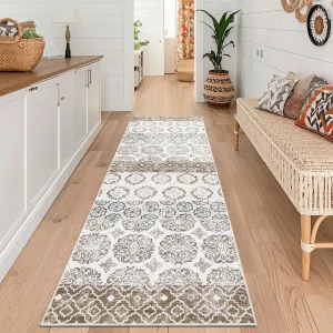 Soft High-Density Washed Back Carpet With Plain Brocade Pattern For Living Room Or Bedroom, Foldable, Polyester Velvet, Elegant Neutral Color