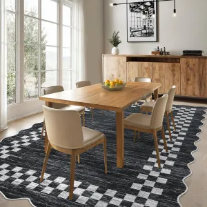 Bordered Dark Grey 10x13 Washable Rug Kids Room Non-Slip Low Pile Polyester Stain-Resistant Fade-Resistant Gray for Bedroom Living Room