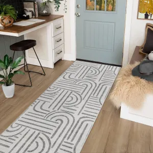 Modern 2x6 Abstract Kitchen Runner Rug Non Slip Soft Long Carpet for Hallways Bedroom Bathroom Grey
