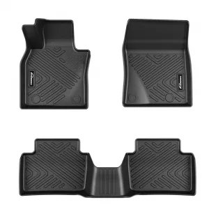 Floor Mats for 2019-2025 Mazda 3, TPE All Weather Accessories, Custom Fit Front & 2nd Row, Black