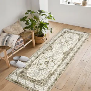 Short Pile Area Rugs Vintage Large Non Slip Carpet for Living Room Bedroom Dining Room Kitchen 2x6ft