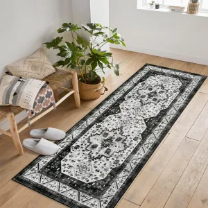 Short Pile Area Rugs Vintage Large Non Slip Carpet for Living Room Bedroom Dining Room Kitchen 2x6ft
