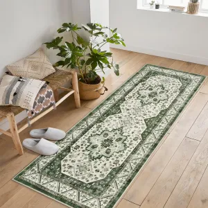 Short Pile Area Rugs Vintage Large Non Slip Carpet for Living Room Bedroom Dining Room Kitchen 2x6ft