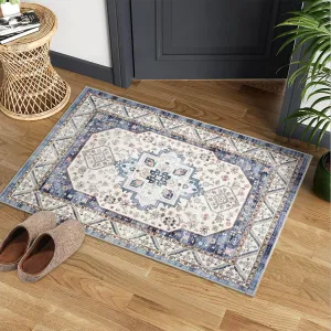 Short Pile Area Rugs Vintage Non Slip Carpet for Living Room Bedroom Dining Room Kitchen 2x3ft