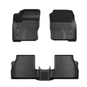 Floor Mats for 2012-2018 Ford Focus, TPE All Weather Accessories, Custom Fit Front & 2nd Row, Black