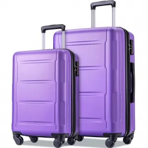 2 Piece Luggage Set With TSA Lock Lightweight Expandable Suitcase For Travel Business 20"+28" Purple