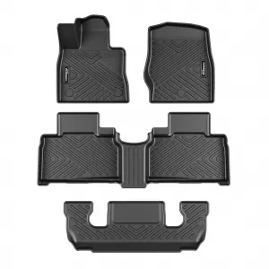 Floor Mats Fits 2020-2025 Ford Explorer 6 Passenger, Anti Skid TPE Floor Liners, All Weather, 3 Rows, Black