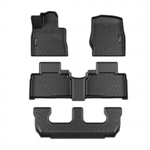 Floor Mats Fits 2020-2025 Ford Explorer 7 Passenger Anti Skid TPE Floor Liners All Weather 3 Rows Black