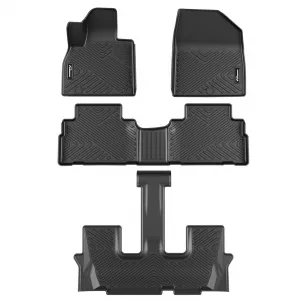 Floor Mats for 2020-2025 KIA Telluride, TPE All Weather Custom Fit Floor Liners, Raised Rib Design, Black