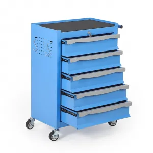 Heavy-Duty 5-Drawer Rolling Tool Chest Cabinet, Large-Capacity Modular Storage with Lock & Drawer Liners, Mobile Toolbox for Garage, Workshop, and Warehouse, Blue