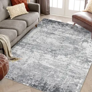 Washable 8x10 Area Rugs Modern Abstract Rug Low Pile Living Room Large Rug Non-Skid Ultra-Thin Soft Foldable Carpet Grey