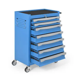 7 Drawers Tool Chest, Rolling Tool Cart with Wheels, Drawer Liners, Large Capacity Storage Cabinet Keyed Locking for Garage Workshop Warehouse, Blue