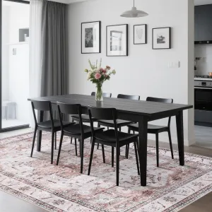 5x7 Area Rugs for Living Room - Soft Vintage Geometric Floral Design, Machine Washable, Anti-Slip TPR Backing, Durable Reinforced Edges, Home Decor for High-Traffic Areas