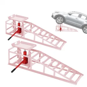 2-Pack Hydraulic Car Ramps, 11000 lbs Capacity Low-Profile Car Lift with Adjustable Height (9.4"-13.34") for Trucks, Trailers, and Auto Repair in Garage, Pink