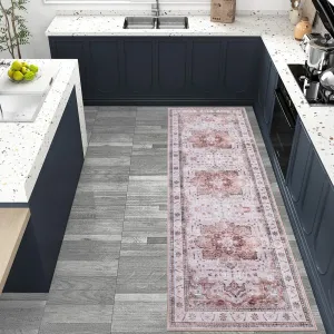 Hallway Runner Rug - 2x6 Vintage Kitchen Runner Area Rugs, Non Skid, Washable, Low Pile, Rubber Backing Carpet for Laundry Room Entryway Bedroom Home Decor