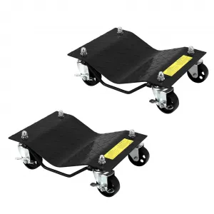 Car Dolly Set of 2, Heavy Duty Vehicle Dolly with 3 Inch Steel Wheels, 4000 LBS Capacity, Black