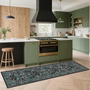 Modern Runner Rugs For Living Room Indoor Washable Low Pile Carpet For Bedroom Easy Care Soft Non Slip Rug Room Decor Black 2x6 FT