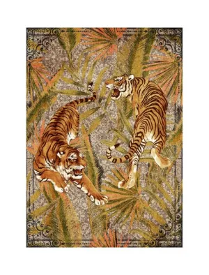 Bedroom Rug Washable Area Rug Non Slip Low Pile Boho Floral Carpet Camel 6x9ft