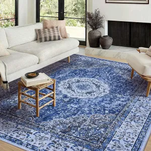 Area Rug | Rugs for Living Room | Washable – 10x13 Boho Vintage Floral Area Rugs, Soft Faux Lamb Velvet Rug & TPR Non-Slip Backing Carpet for Bedroom,Bathroom, Dining Room, Kitchen, Entryway & Office