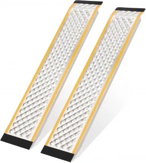 Aluminum Lawn Mower Ramps 57" Long 9" Wide 1000 lbs Capacity Anti-Slip Punch Plate Surface Lightweight Sturdy Shed Access