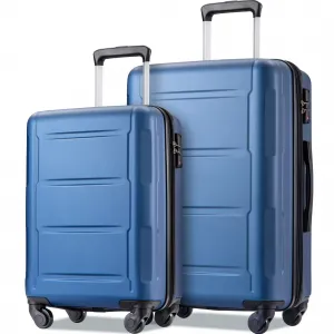 2 Piece Luggage Set Expandable ABS Lightweight Suitcase With TSA Lock 360 Degree Spinner Wheels For Men Women 20"/28" Blue