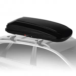 70 Inch Rooftop Cargo Box Carrier, Hard Shell Roof Rack, 17.6 Cubic Ft, Black, Dual Side Opening