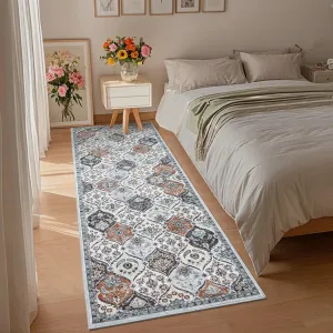 2x6 Vintage Trellis Washable Runner Non Slip Kitchen Runners Low Pile Multi Color