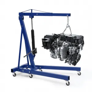 Engine Hoist Cherry Picker 2 Ton Folding Hydraulic Shop Crane with Telescopic Boom for Workshops Garage Blue