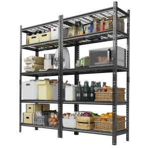 Garage Shelving 2200 LBS Storage Shelves Adjustable Metal Shelving Unit Heavy Duty 5 Tier Metal Shelves for Garage Kitchen Pantry Warehouse Basement, 36" W × 16" D × 72" H, 2 Pack