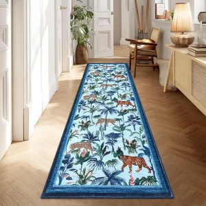 Blue Tiger 2x6 Runner Rug - Washable, Non-Slip, Low Pile Polyester - Stain Resistant, Kid & Pet Friendly - Indoor Kitchen, Hallway, Bedroom