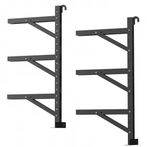 2 Pack Shipping Container Shelving Rack, 3-Tier Adjustable Shelf Brackets, No-Drill Installation, Vertical Storage, Black, 1100 LB Capacity