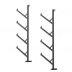 2-Pack 400 lbs Shipping Container Pipe Rack - 4-Tier Heavy-Duty Shelving Brackets with No-Drill Installation for Vertical Storage, Black