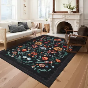 Traditional Home Decor Living Room Area Rug Black Stain Resistant 10x13 Non Slip