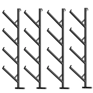 4 Pack Shipping Container Pipe Rack, 4-Tier Heavy-Duty Container Shelving Brackets, No-Drill Installation, Vertical Storage, 400 LB Capacity, Black