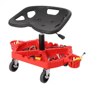 Rolling Mechanic Stool, 300 lbs Capacity, 19''-25'' Height Adjustable Ergonomic Steel Frame Tool Tray Lockable Swivel Wheels Garage Workshop