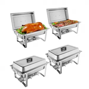 8QT Chafing Dish Buffet Set 4 Pack Stainless Steel Food Warmer With Water Pan And Fuel Holder For Party Catering Rectangular