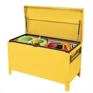 60" × 24" × 22" Industrial Steel Truck Toolbox Lockable Recessed Handles Hydraulic Slow-Close Lid Forklift Ready Waterproof Heavy-Duty Storage for Pickup Beds & Trailers