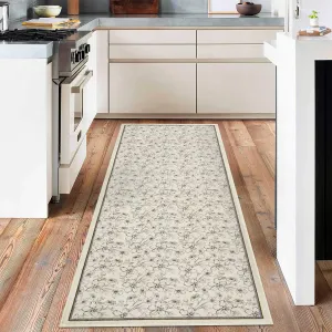 Rug Runner 2x6 Floral Washable Non Slip Stain Resistant Soft Carpet for Hallways Entryway Laundry Room Beige