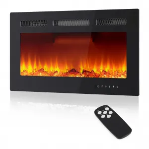 30 Inch Electric Fireplace TV Stand with Mantel, 1500W Heater, 12 Adjustable Flame Colors, Remote Control, Adjustable Shelves, Rustic Wood Finish