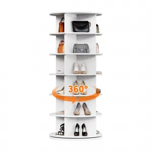 7-Tier Rotating Shoe Rack Tower 360° Spin Durable MDF Space-Saving Free-Standing Entryway Living Room Organizer