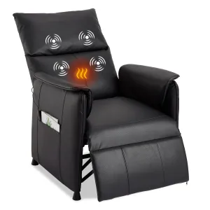Elertric Recliner Chair with Massage and Heat, Adjustable Single PU Leather Recliners Sofa with Remote Control Home Theater Seating ＆Armchair for Living Room/Office, Black