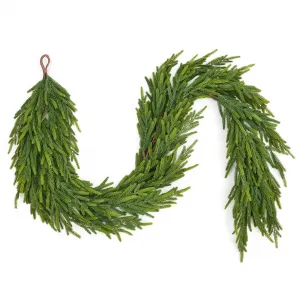 6ft Artificial Christmas Garland for Mantle, Real Touch Norfolk Pine Garland, Dense Faux Greenery Garland Decorations for Staircase Banister Fireplace Door Table Indoor Outdoor