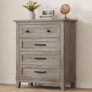 4 Drawers Dresser for Bedroom, 34.8" Tall Vertical Drawer Dresser with Large Storage, Waterproof Top, Anti-Tipping, Freestanding Wooden Closet Chest for Bedroom, Living Room, Ash Gray